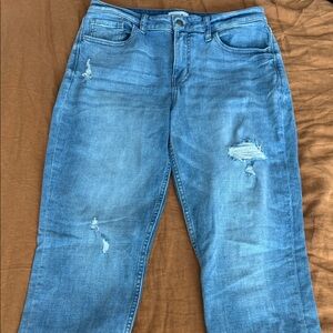 Studio Blue Women’s Distressed Straight Leg mid-rise Light Blue Jeans